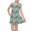 Girls Cap Sleeve Pleated Dress - Sketched Piglet and Butterflies