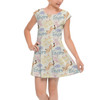 Girls Cap Sleeve Pleated Dress - Sketched Pooh Autographs