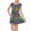 Girls Cap Sleeve Pleated Dress - Neon Radiator Springs