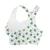 Sports Bra - Little Green Aliens on White