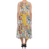 Belted Chiffon Midi Dress - Sketched Pooh Characters