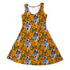 Girls Sleeveless Dress - Retro Floral R2D2 Droid