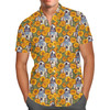 Men's Button Down Short Sleeve Shirt - Retro Floral R2D2 Droid