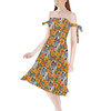 Strapless Bardot Midi Dress - Retro Floral R2D2 Droid