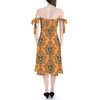 Strapless Bardot Midi Dress - Haunted Halloween Mansion Wallpaper