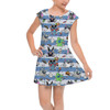 Girls Cap Sleeve Pleated Dress - Stitch Does Halloween