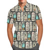 Men's Button Down Short Sleeve Shirt - Stretching Haunted Nightmare