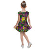 Girls Cap Sleeve Pleated Dress - Neon Halloween Nightmare