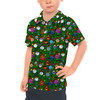 Kids Polo Shirt - Disney Christmas Baubles on Green