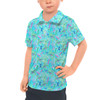 Kids Polo Shirt - Neon Floral Baby Turtle Squirt