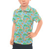 Kids Polo Shirt - Neon Floral Tangerine Goofy & Pluto