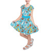 Girls Short Sleeve Skater Dress - Sketched Disney Dogs