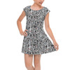 Girls Cap Sleeve Pleated Dress - Sketched Dalmatians