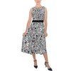 Belted Chiffon Midi Dress - Sketched Dalmatians