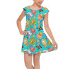 Girls Cap Sleeve Pleated Dress - Pool Floats Pooh