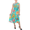 Belted Chiffon Midi Dress - Pool Floats Pooh