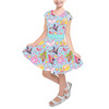 Girls Short Sleeve Skater Dress - Pool Floats Princesses