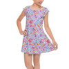 Girls Cap Sleeve Pleated Dress - Neon Rainbow Stitch