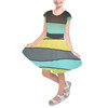 Girls Short Sleeve Skater Dress - The SediMINT Avacado Wave Wall