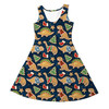 Girls Sleeveless Dress - Gingerbread Cookie Christmas Dinosaurs