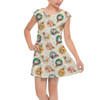 Girls Cap Sleeve Pleated Dress - Gold Mickey and Friends Christmas Baubles