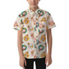 Kids' Button Down Short Sleeve Shirt - Gold Mickey and Friends Christmas Baubles