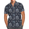 Men's Button Down Short Sleeve Shirt - Vader Winter Holiday Christmas Snowflakes