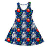 Girls Sleeveless Dress - Little Blue Christmas Droid