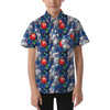 Kids' Button Down Short Sleeve Shirt - Little Blue Christmas Droid