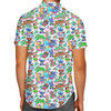 Men's Button Down Short Sleeve Shirt - Bright Lilo and Stitch Hand Drawn