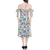 Strapless Bardot Midi Dress - Bright Lilo and Stitch Hand Drawn