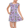 Girls Cap Sleeve Pleated Dress - Whimsical Alice And The White Rabbit