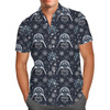 Men's Button Down Short Sleeve Shirt - 4XL - Vader Winter Holiday Christmas Snowflakes-  READY TO SHIP