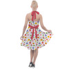 Halter Vintage Style Dress - White Floral Mickey & Minnie