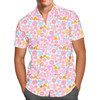 Men's Button Down Short Sleeve Shirt - Floral Hippie Mouse
