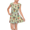 Girls Cap Sleeve Pleated Dress - Gardener Mickey and Minnie