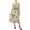 Belted Chiffon Midi Dress - Gardener Mickey and Minnie