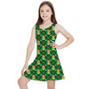 Girls Sleeveless Dress - Geometric Orange Bird