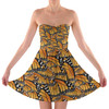 Sweetheart Strapless Skater Dress - Animal Print - Monarch Butterfly