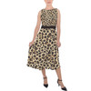 Belted Chiffon Midi Dress - Animal Print - Cheetah