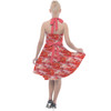 Halter Vintage Style Dress - Animal Print - Flamingo
