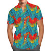 Men's Button Down Short Sleeve Shirt - Animal Print - Macaw Parrot