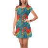 Short Sleeve Dress - Animal Print - Macaw Parrot