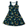 Girls Sleeveless Dress - Animal Print - Peacock