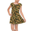 Girls Cap Sleeve Pleated Dress - Animal Print - Snake