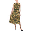 Belted Chiffon Midi Dress - Animal Print - Snake