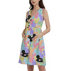 Button Front Pocket Dress - Pastel Mickey Ears Balloons Disney Inspired