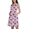 Button Front Pocket Dress - Watercolor Minnie Mouse In Pink