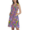 Button Front Pocket Dress - Figment Watercolor Rainbow