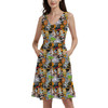 V-Neck Pocket Skater Dress - Sketched Cute Star Wars Characters